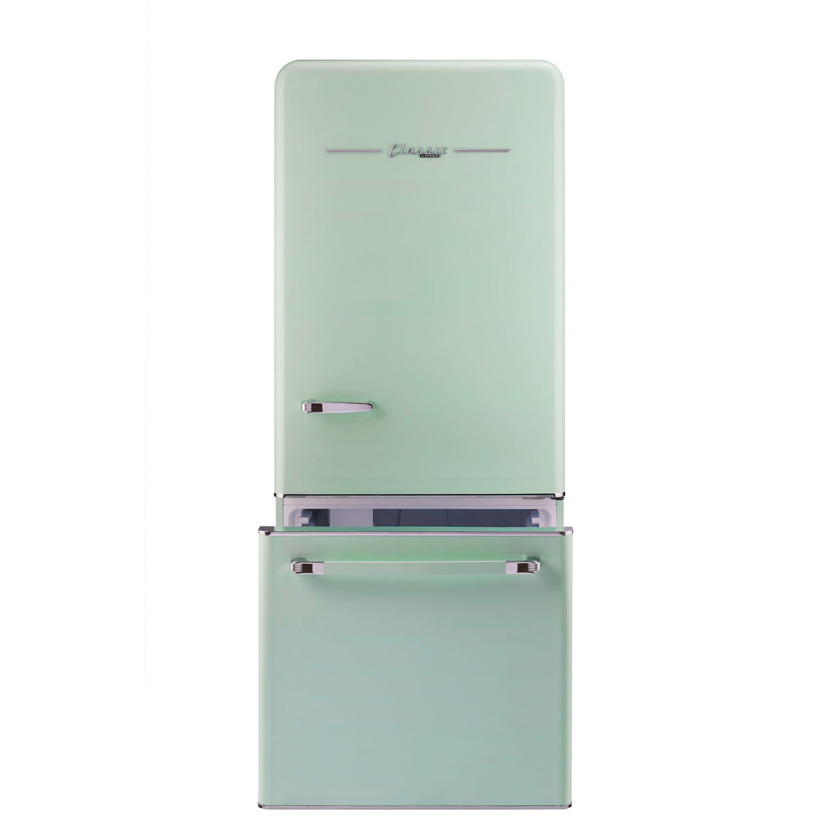 Classic Retro 30 in 17.7 cu. ft. Frost Free Retro Bottom Freezer Refrigerator in Summer Mint Green, ENERGY STAR