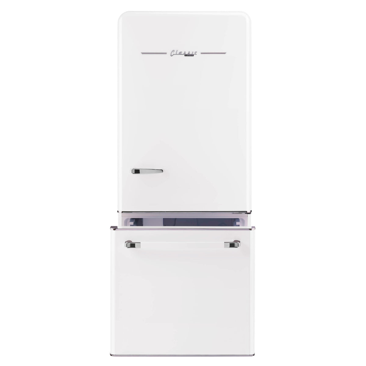 Classic Retro 30 in 17.7 cu. ft. Frost Free Retro Bottom Freezer Refrigerator in Marshmallow White, ENERGY STAR