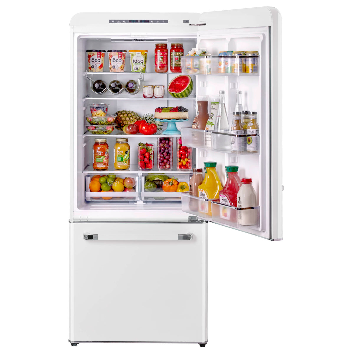 Classic Retro 30 in 17.7 cu. ft. Frost Free Retro Bottom Freezer Refrigerator in Marshmallow White, ENERGY STAR
