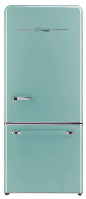 Unique 510 Litre Ocean Mist Turquoise Bottom Mount Refrigerator