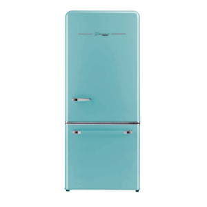 Classic Retro 30 in 17.7 cu. ft. Frost Free Retro Bottom Freezer Refrigerator in Ocean Mist Turquoise, ENERGY STAR