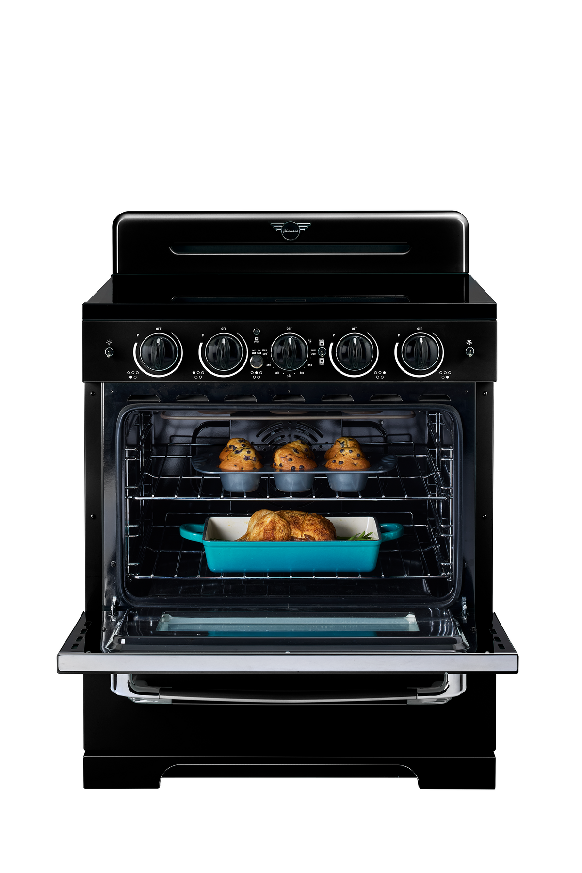 Unique 30' Classic Retro Induction Range Midnight Black