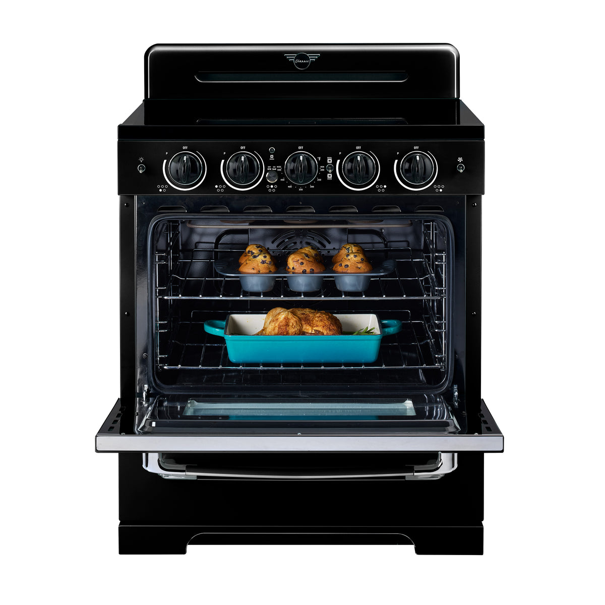 Unique 30' Classic Retro Induction Range Midnight Black