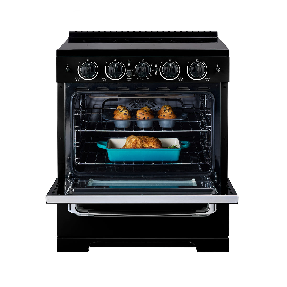 Unique 30' Classic Retro Induction Range Midnight Black