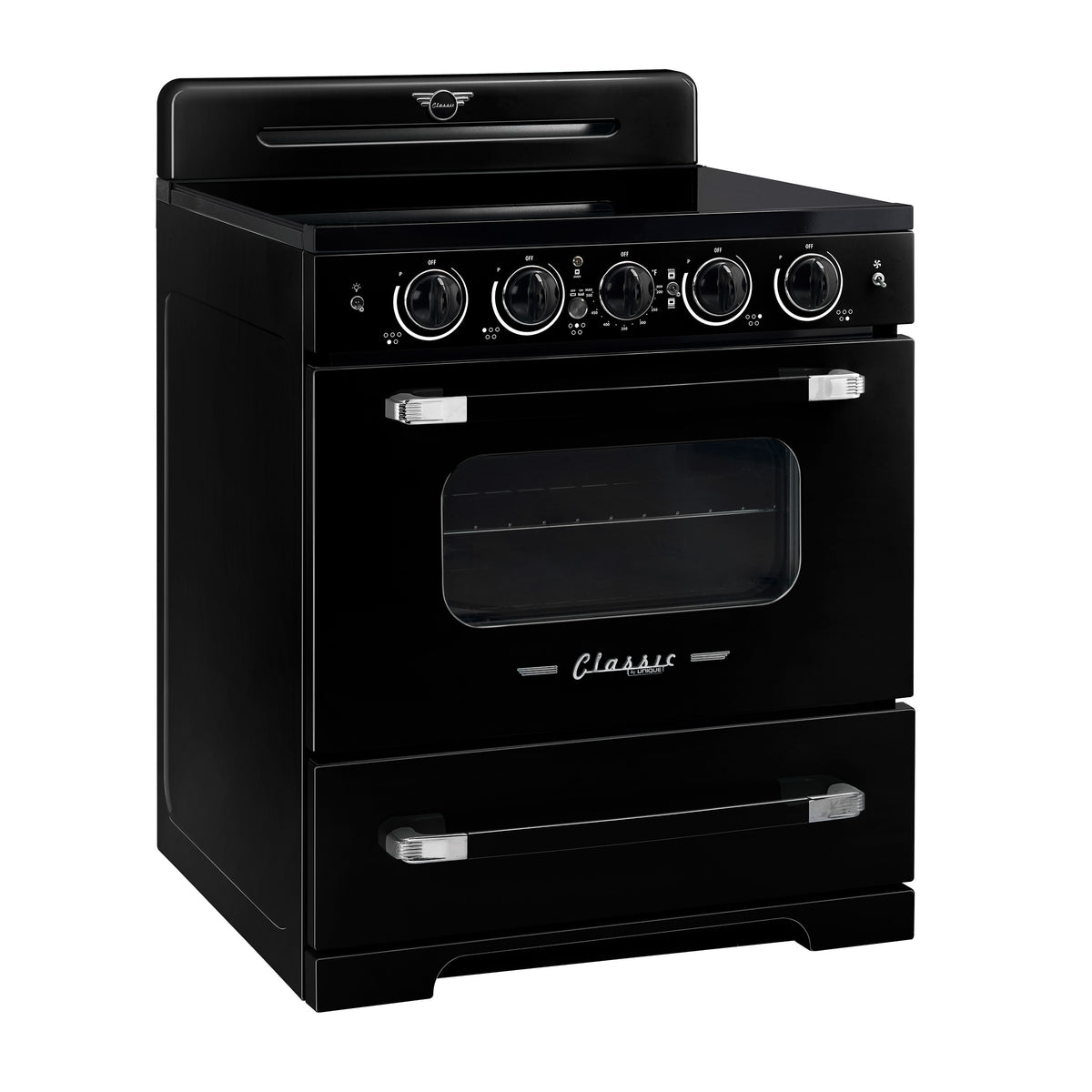 Unique 30' Classic Retro Induction Range Midnight Black
