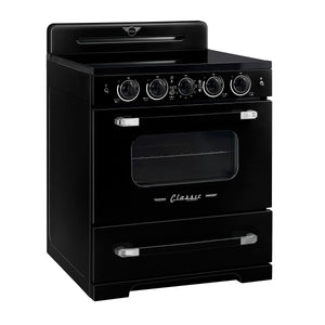 Unique 30' Classic Retro Induction Range Midnight Black