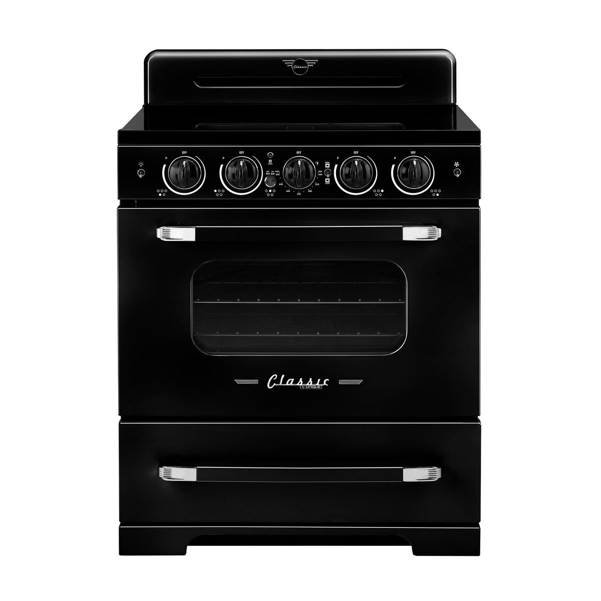 Unique 30' Classic Retro Induction Range Midnight Black
