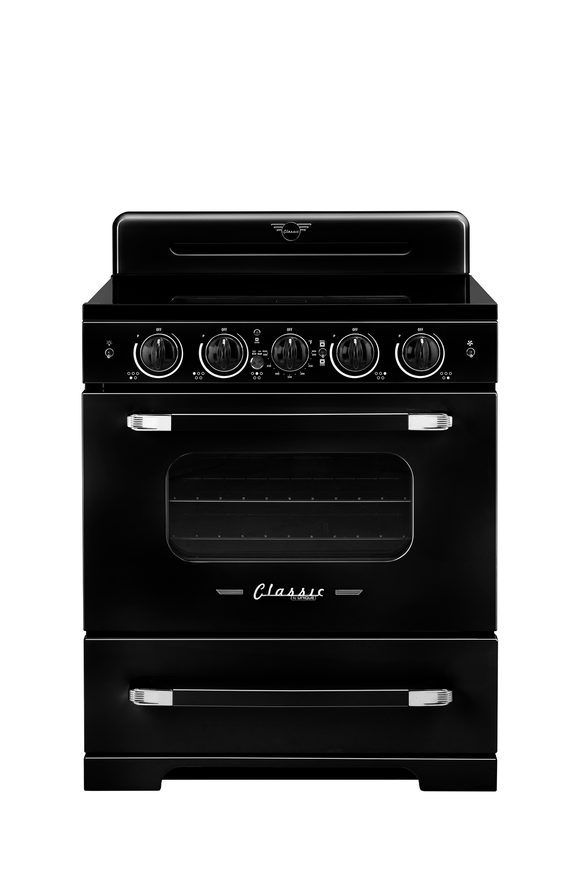 Unique 30' Classic Retro Induction Range Midnight Black