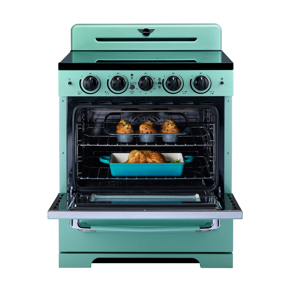 Unique 30' Classic Retro Induction Range Ocean Mist Turquoise