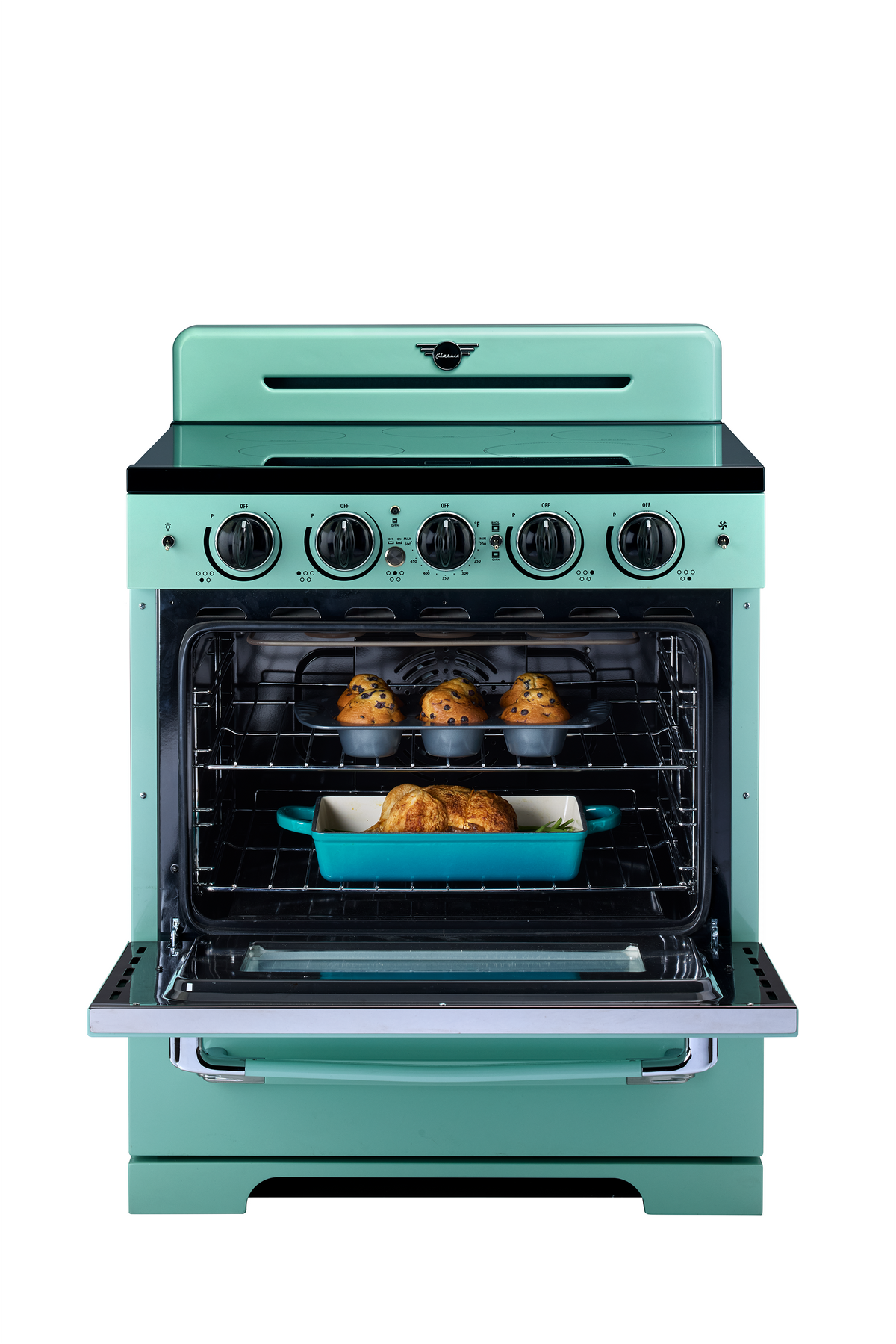 Unique 30' Classic Retro Induction Range Ocean Mist Turquoise