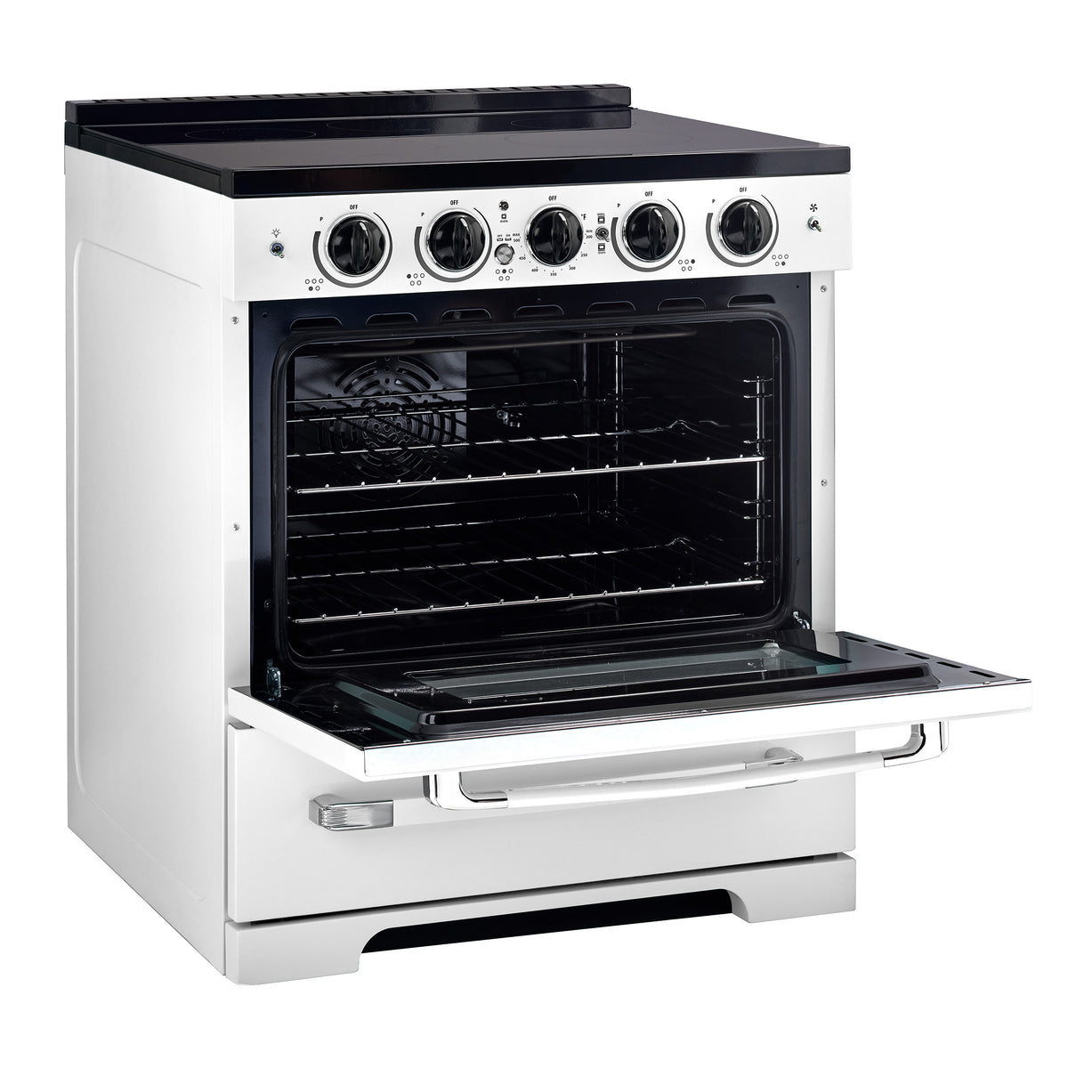 Unique 30' Classic Retro Induction Range Marshmallow White