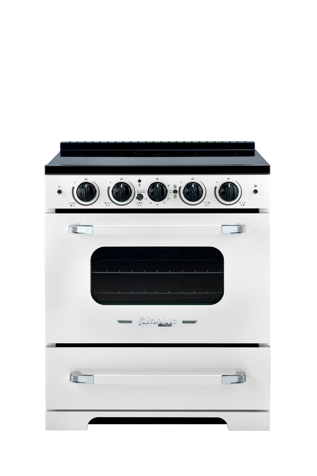 Unique 30' Classic Retro Induction Range Marshmallow White