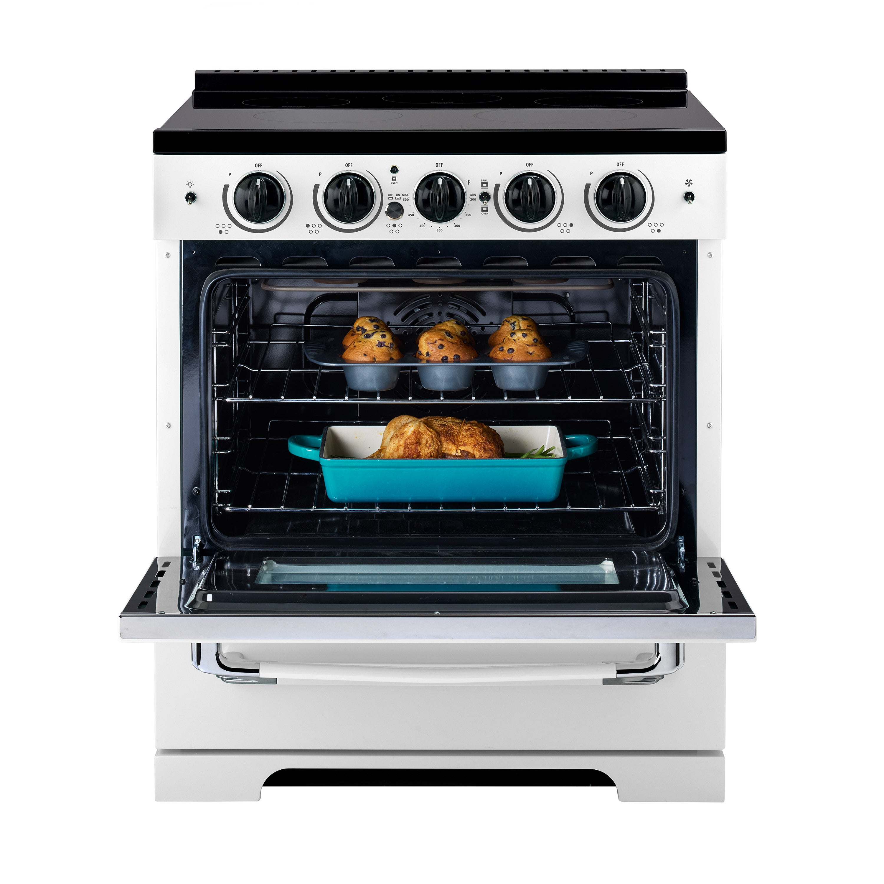 Unique 30' Classic Retro Induction Range Marshmallow White