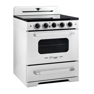 Unique 30' Classic Retro Induction Range Marshmallow White