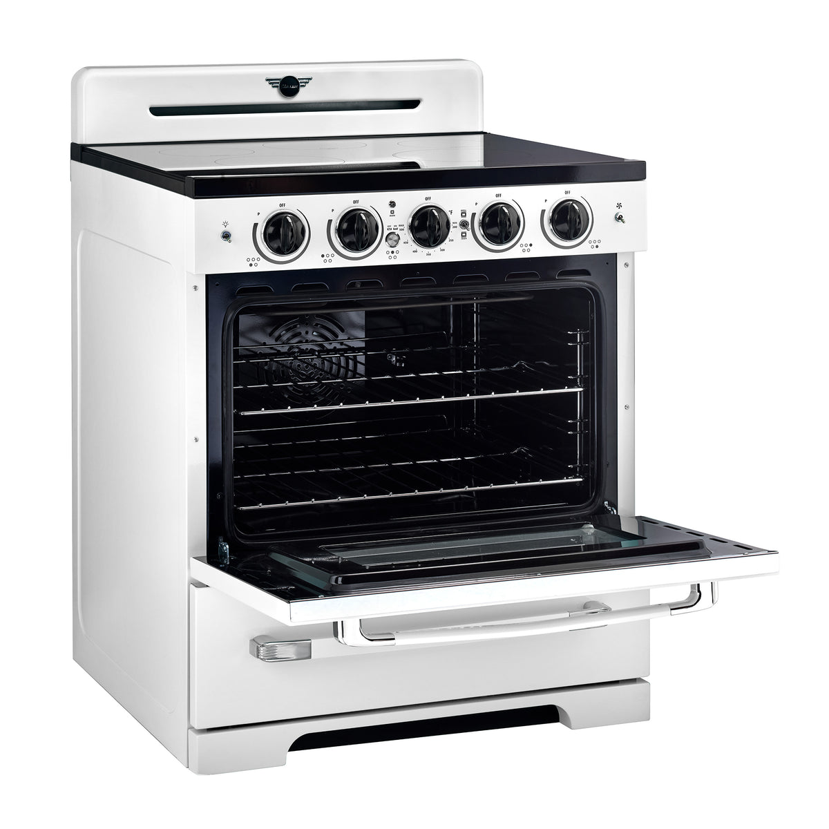 Unique 30' Classic Retro Induction Range Marshmallow White