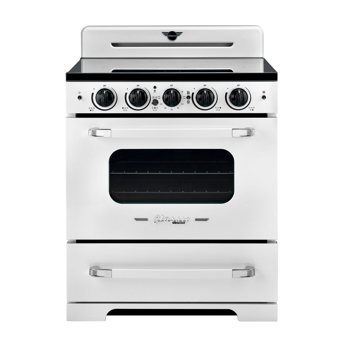 Unique 30' Classic Retro Induction Range Marshmallow White