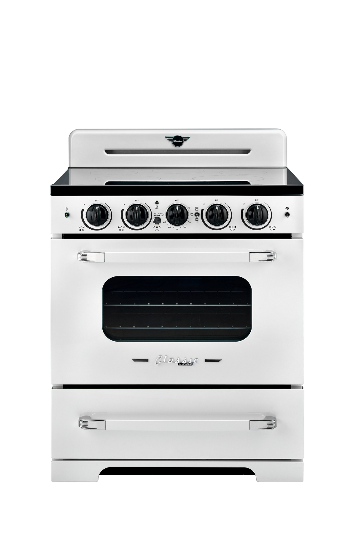 Unique 30' Classic Retro Induction Range Marshmallow White