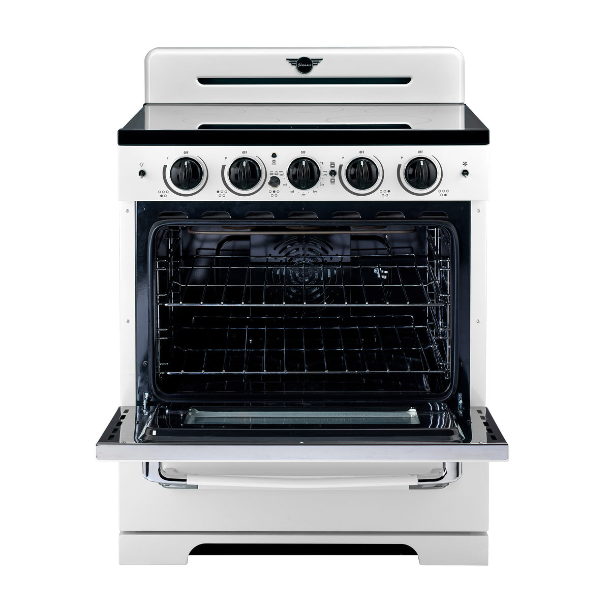 Unique 30' Classic Retro Induction Range Marshmallow White