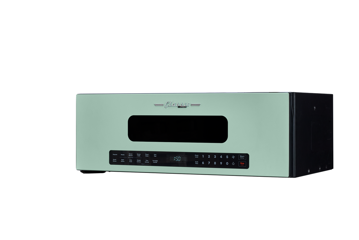 Unique 30' Classic Retro Over-the-Range Microwave, Mint Green