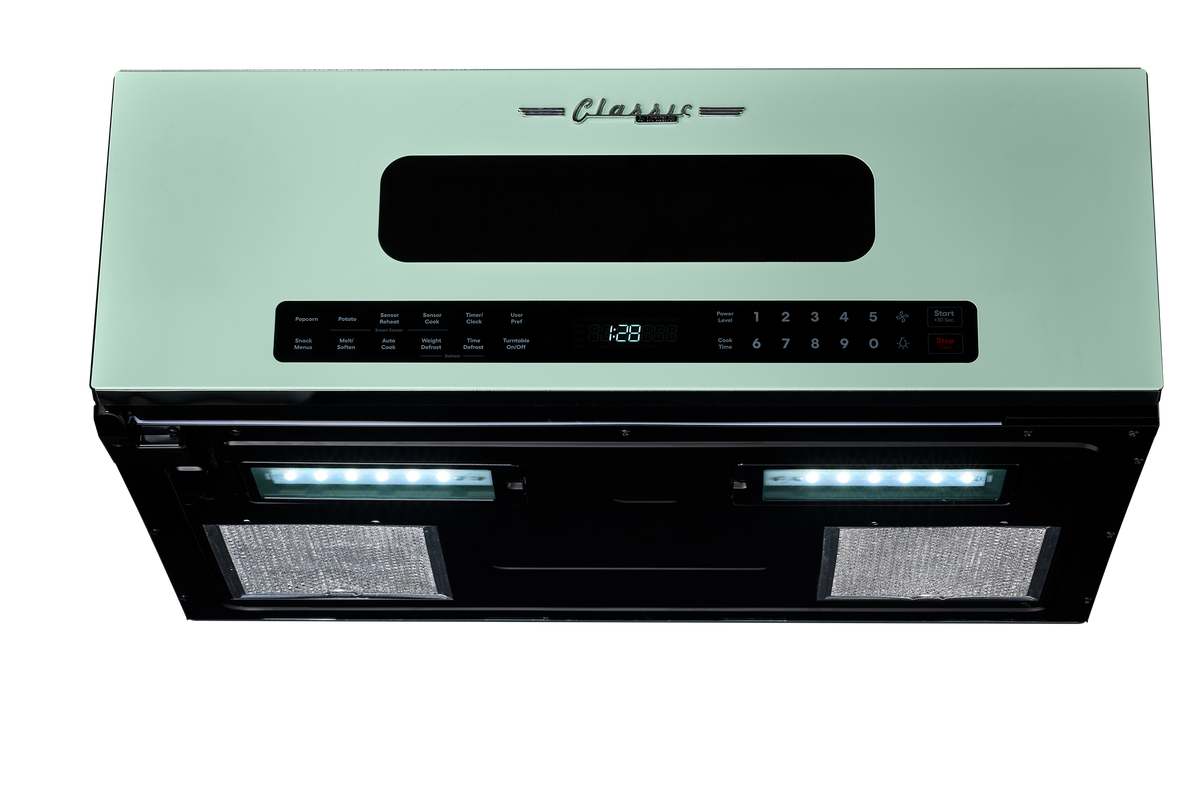 Unique 30' Classic Retro Over-the-Range Microwave, Mint Green