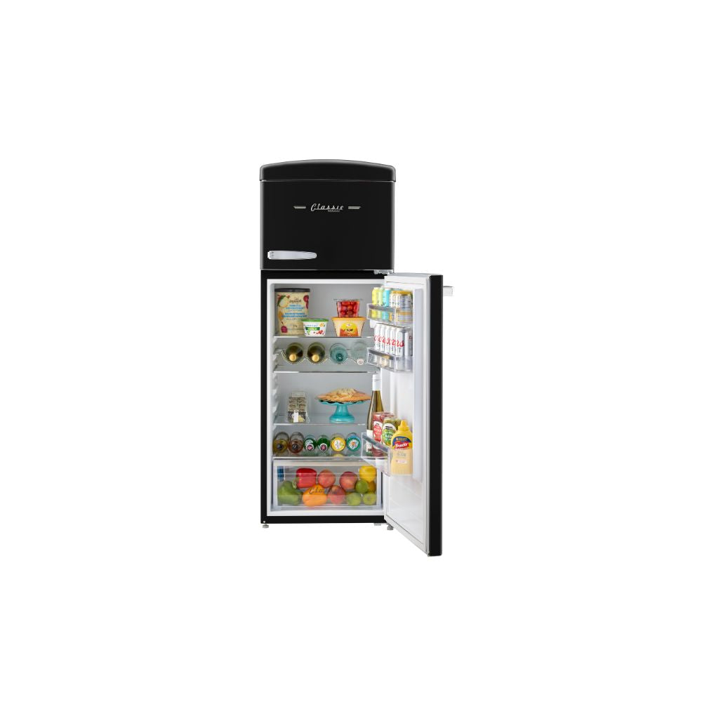 Classic Retro 7.5 cu.ft. Top Mount Refrigerator in Matte Black