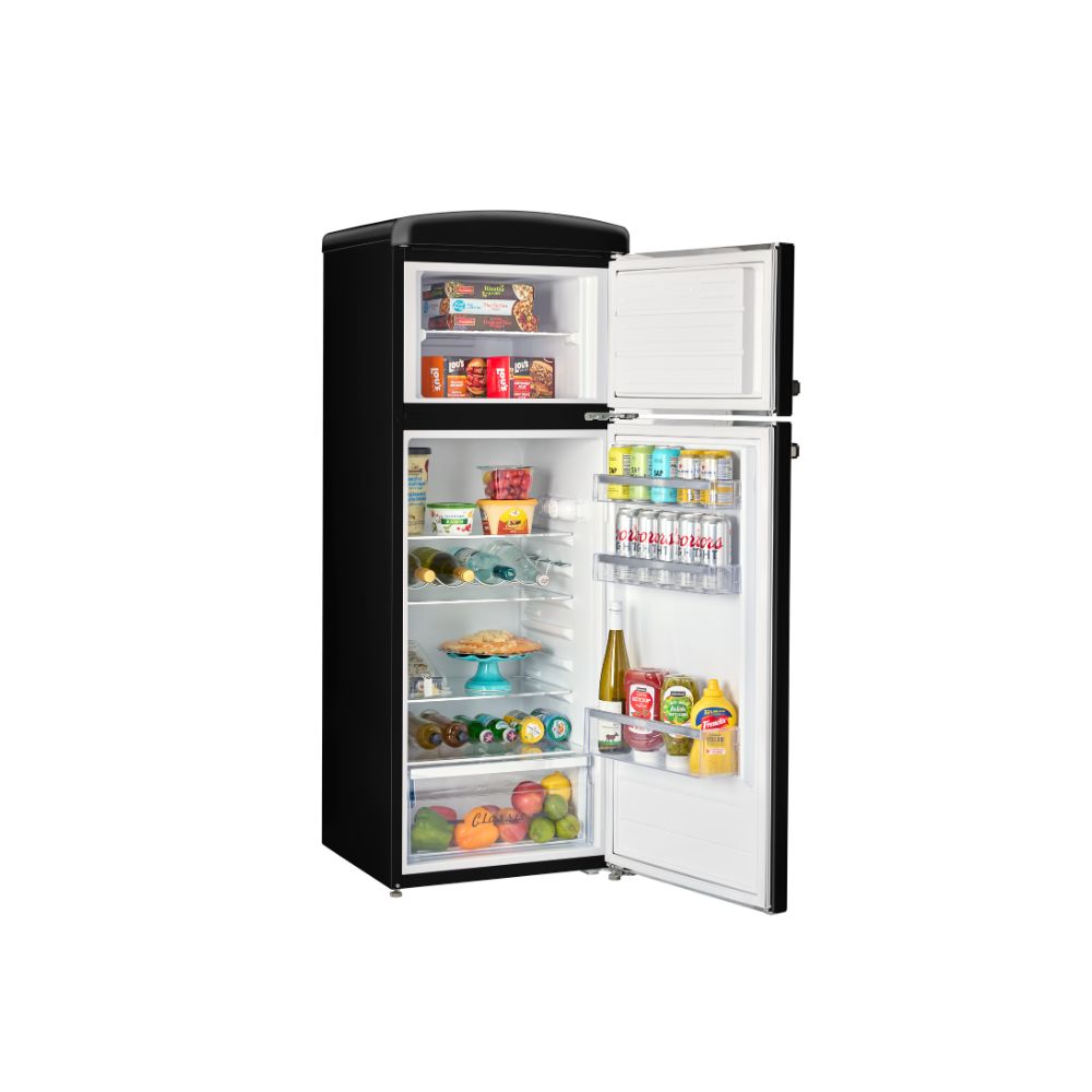 Classic Retro 7.5 cu.ft. Top Mount Refrigerator in Matte Black
