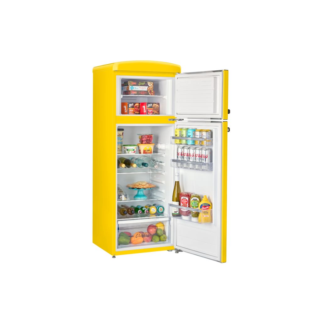Classic Retro 7.5 cu.ft. Top Mount Refrigerator in Canary Yellow