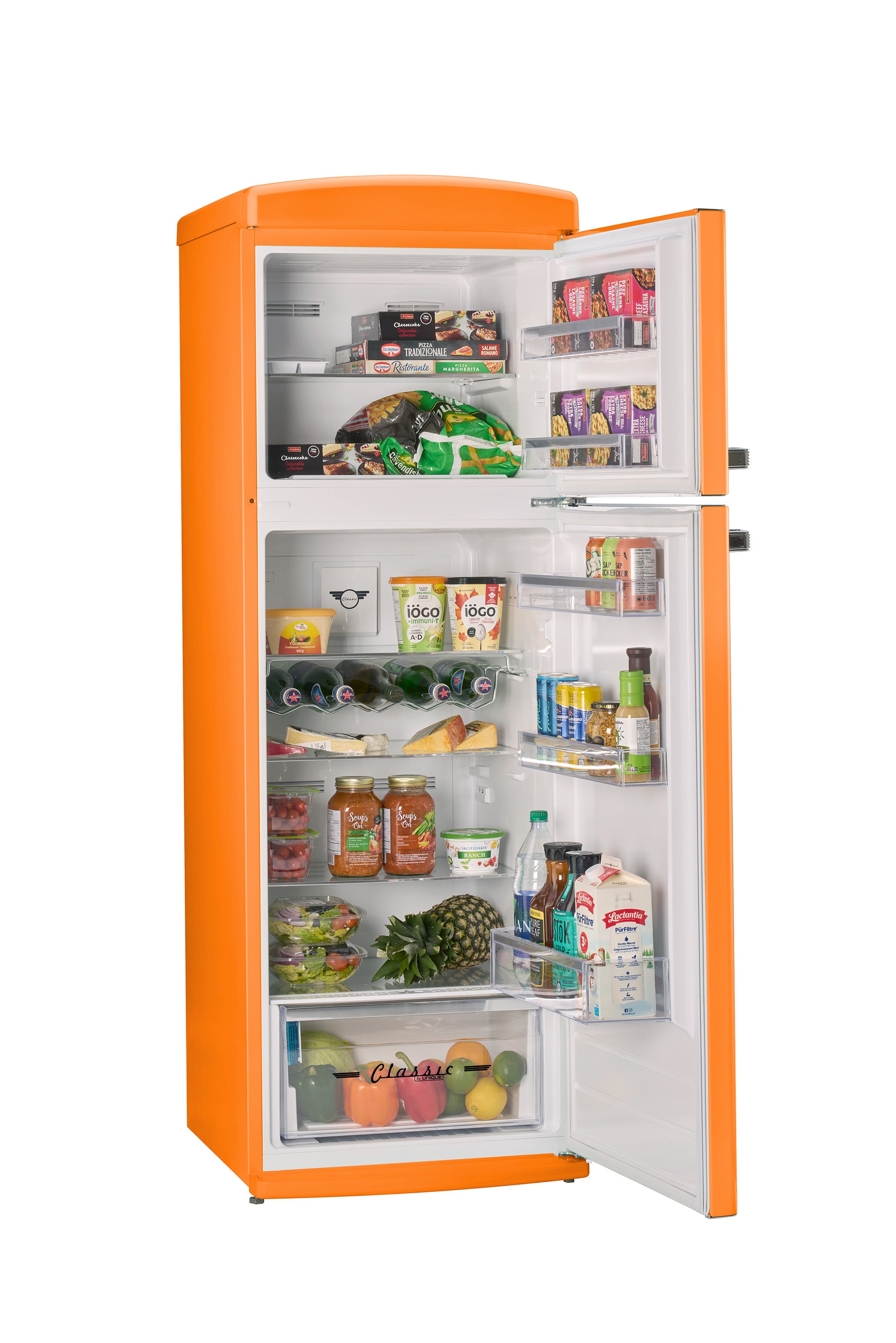 Unique 310L Creamsicle Orange Top Mount Refrigerator – Unique