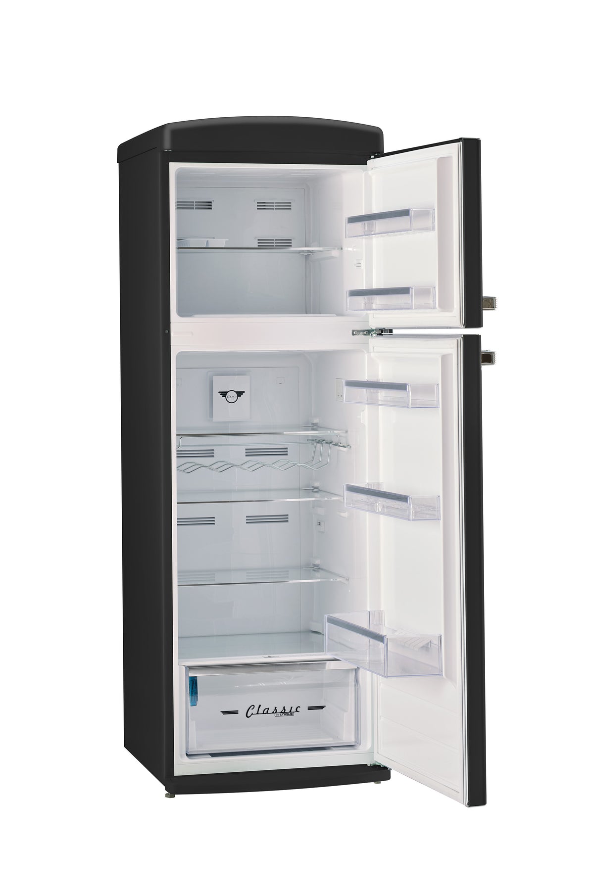 Unique 310L Matte Black Top Mount Refrigerator
