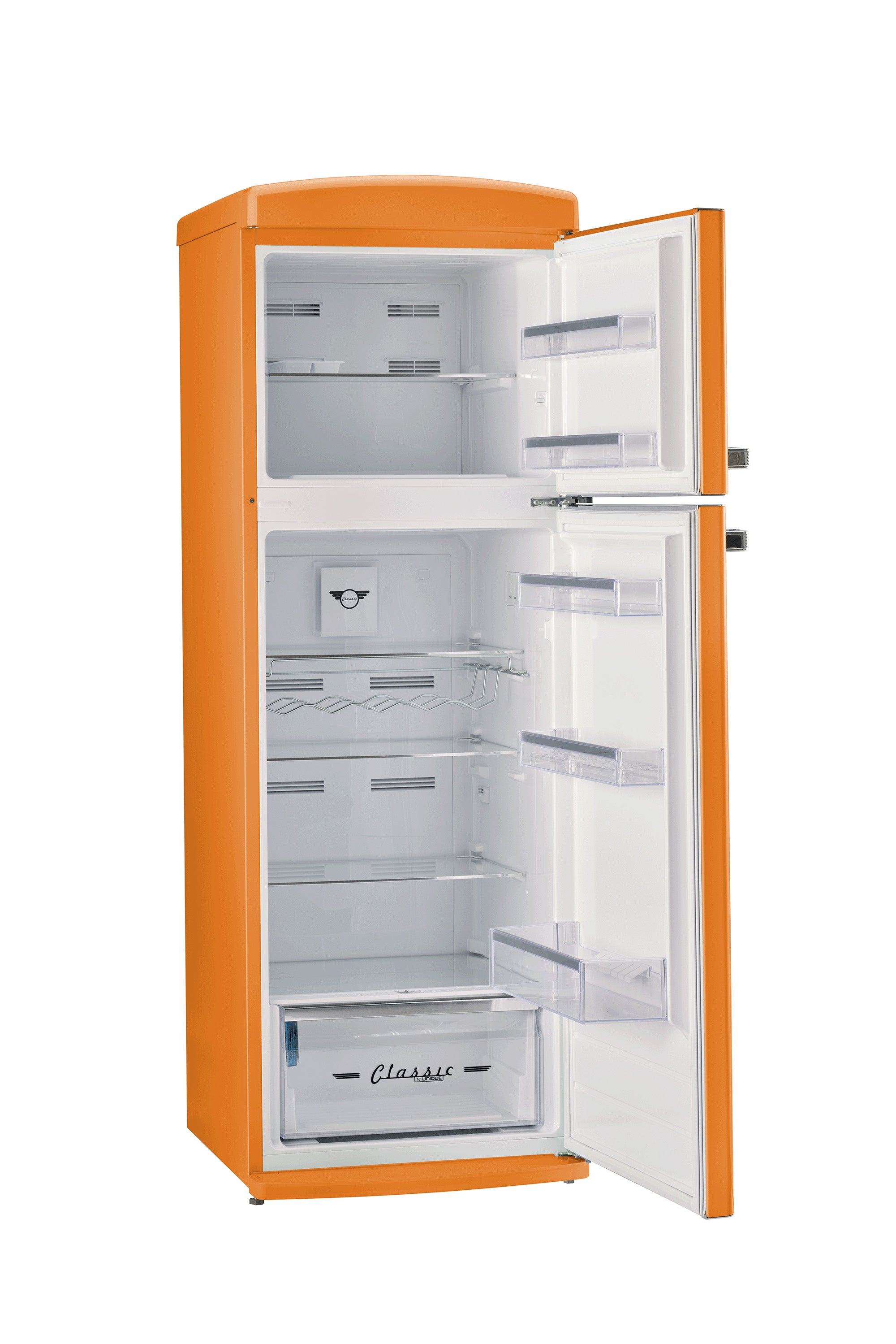 Unique 310L Creamsicle Orange Top Mount Refrigerator – Unique