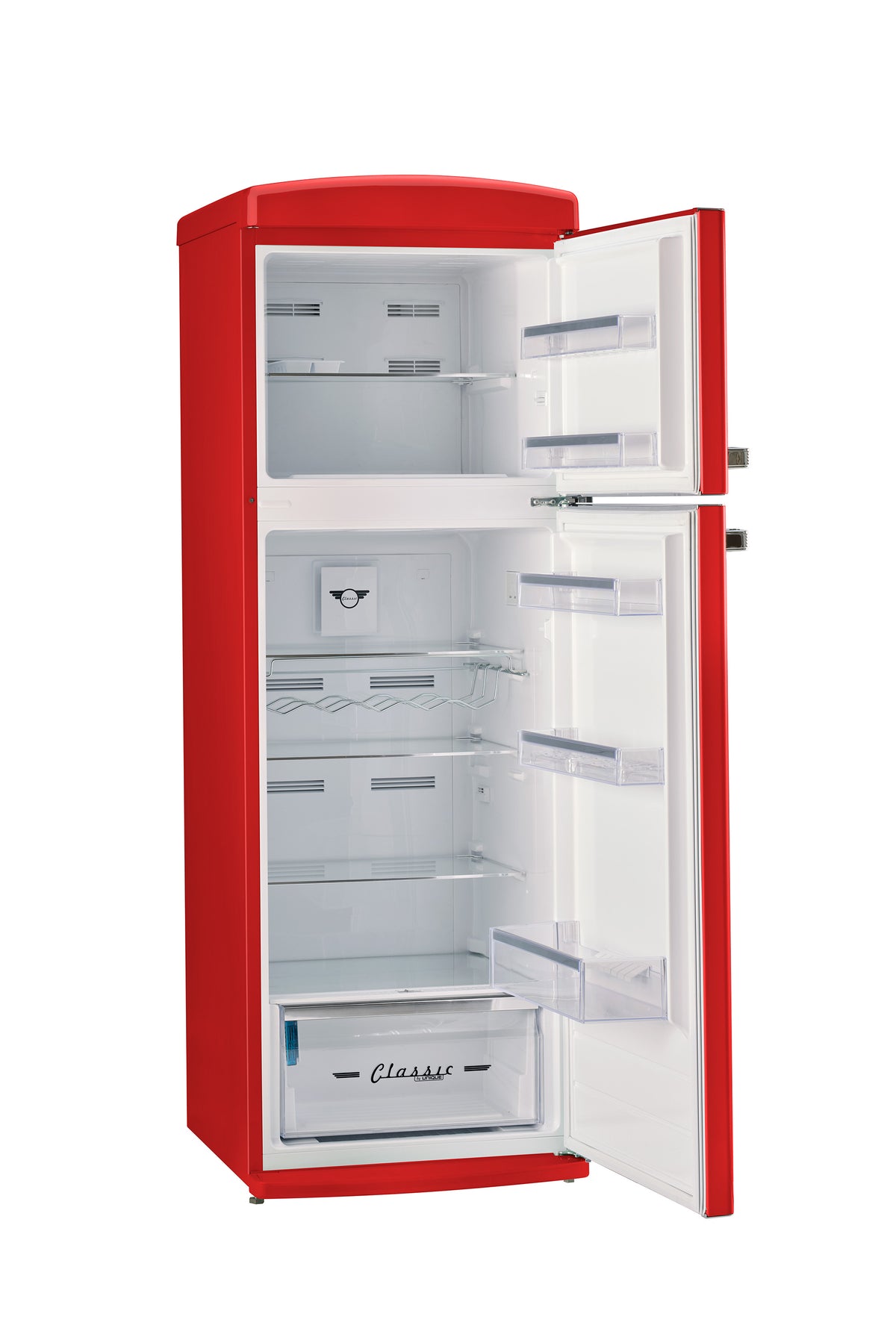Unique 310L Candy Apple Red Top Mount Refrigerator