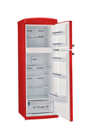 Unique 310L Candy Apple Red Top Mount Refrigerator