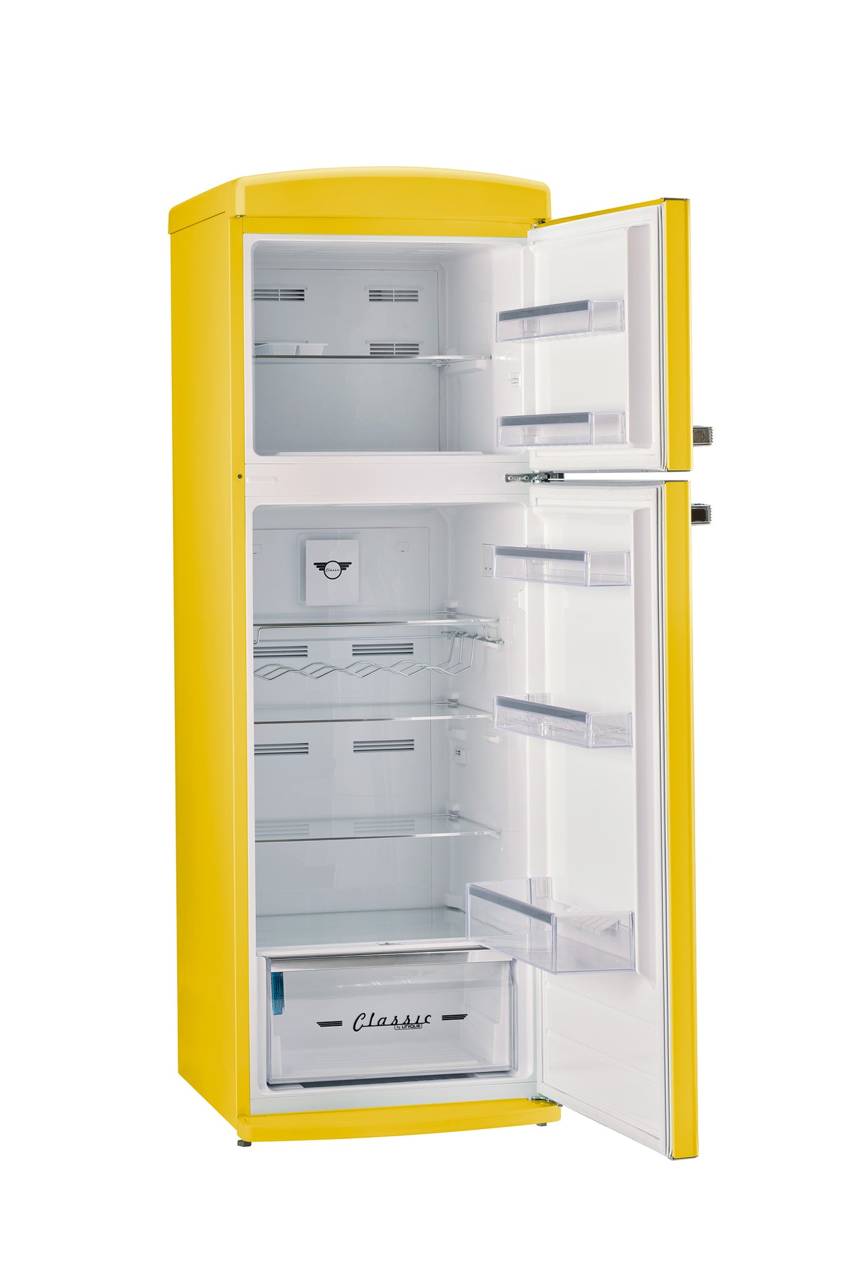 Unique 310L Canary Yellow Top Mount Refrigerator