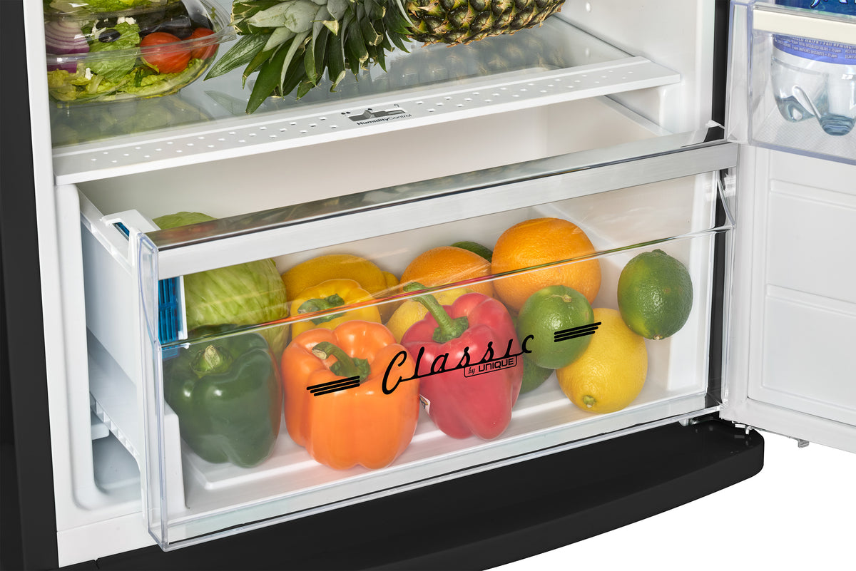 Unique 310L Midnight Black Top Mount Refrigerator
