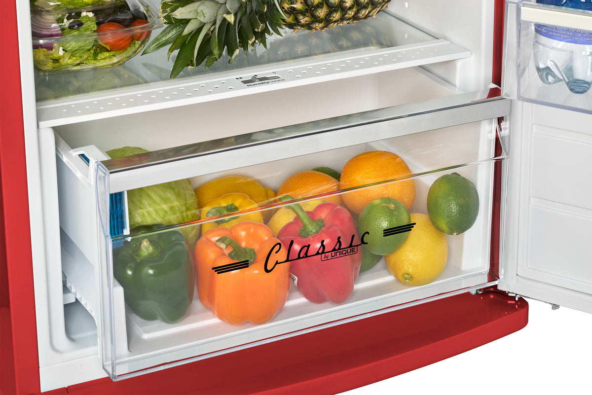 Unique 310L Candy Apple Red Top Mount Refrigerator