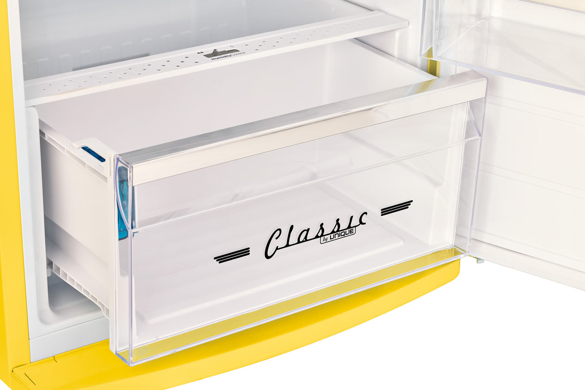 Unique 310L Canary Yellow Top Mount Refrigerator