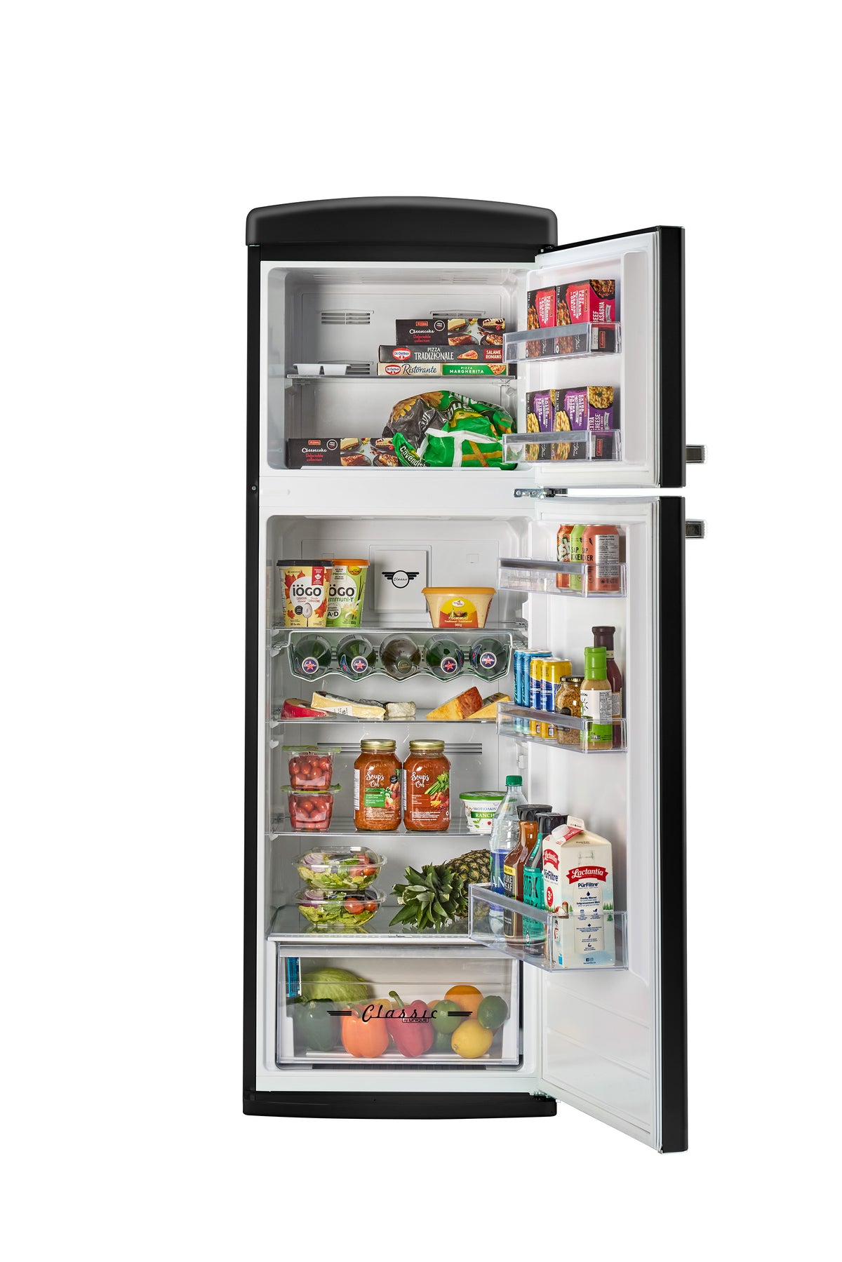 Unique 310L Matte Black Top Mount Refrigerator