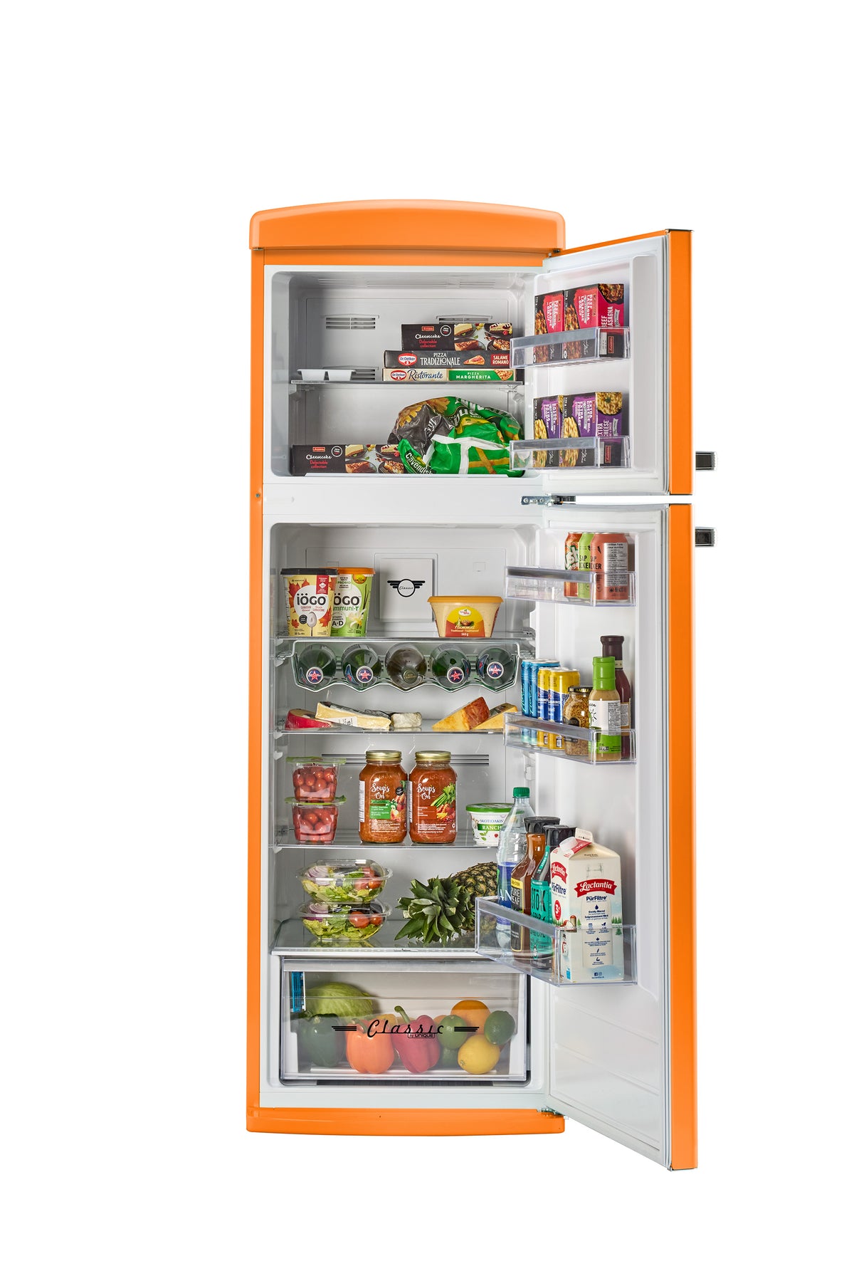 Unique 310L Creamsicle Orange Top Mount Refrigerator