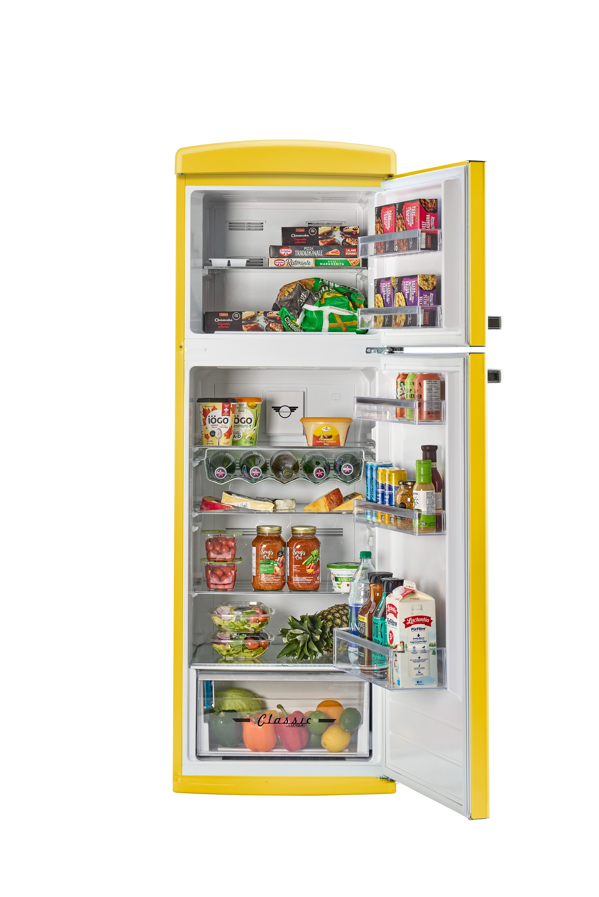 Unique 310L Canary Yellow Top Mount Refrigerator – Unique Appliances
