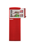 Unique 310L Candy Apple Red Top Mount Refrigerator