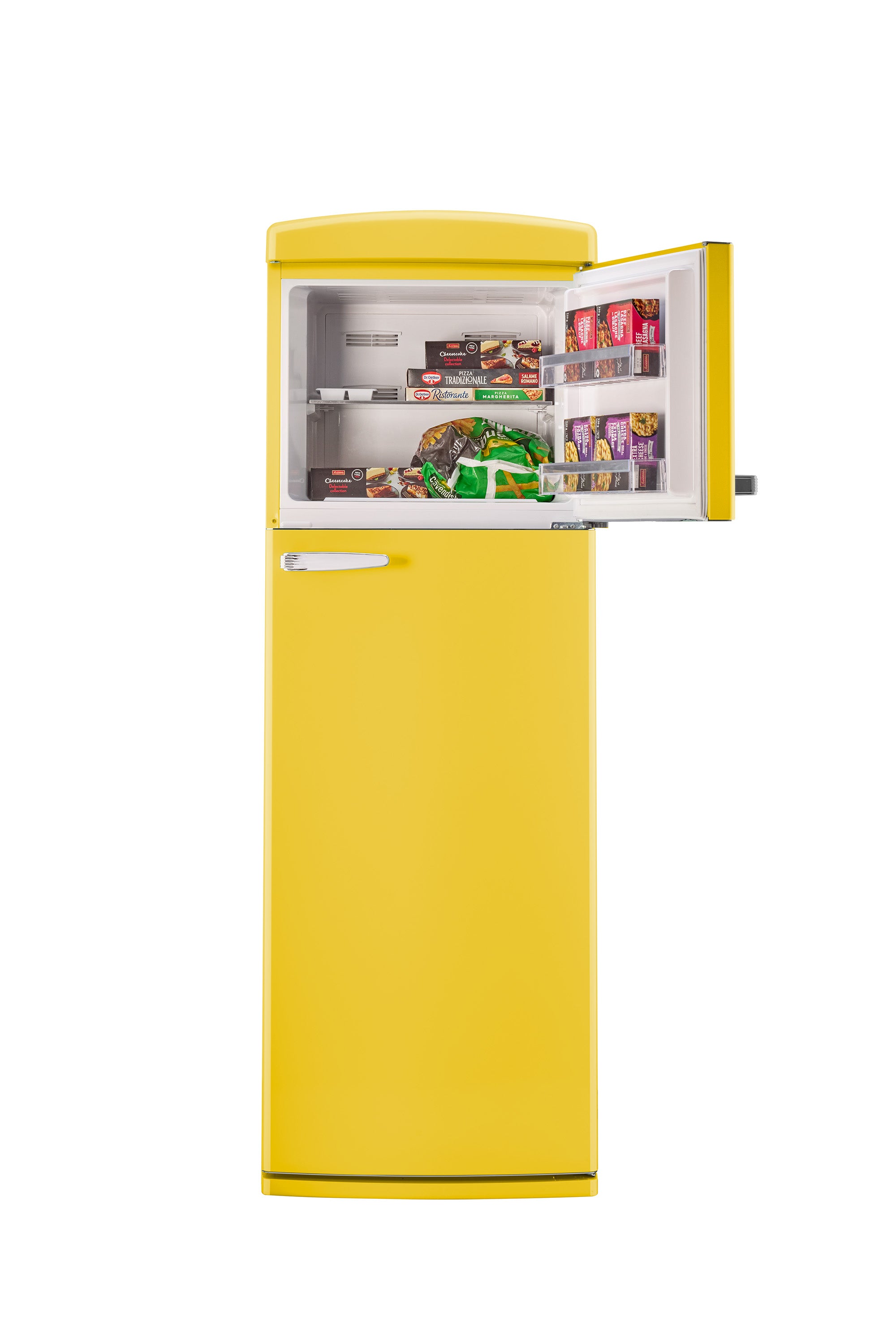 Unique 310L Canary Yellow Top Mount Refrigerator – Unique Appliances