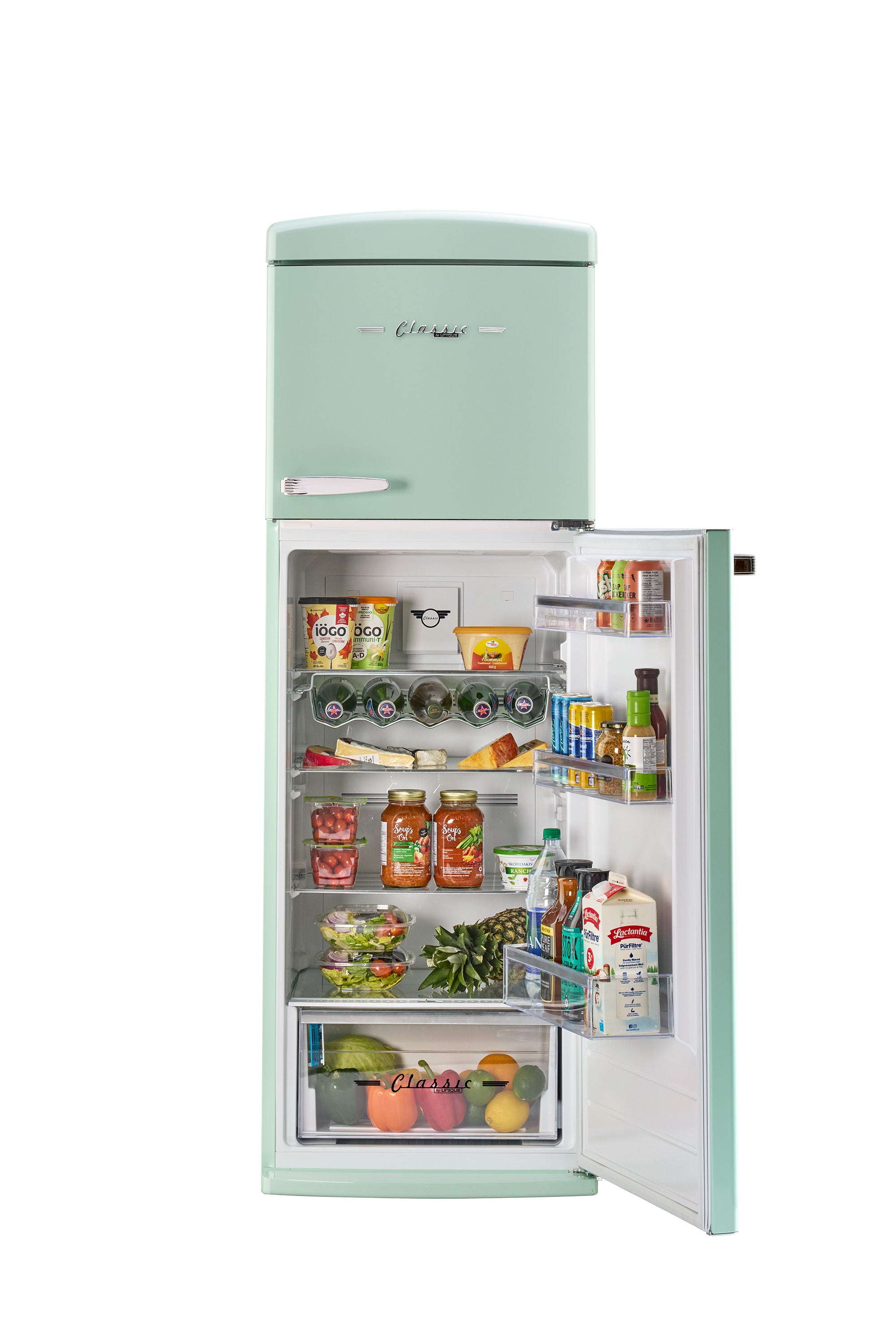 Unique 310L Summer Mint Green Top Mount Refrigerator – Unique