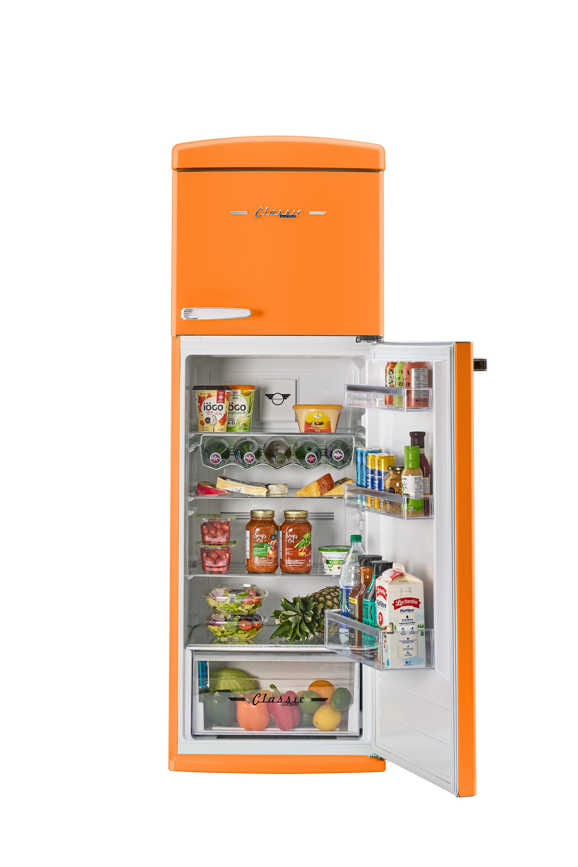 Unique 310L Creamsicle Orange Top Mount Refrigerator – Unique