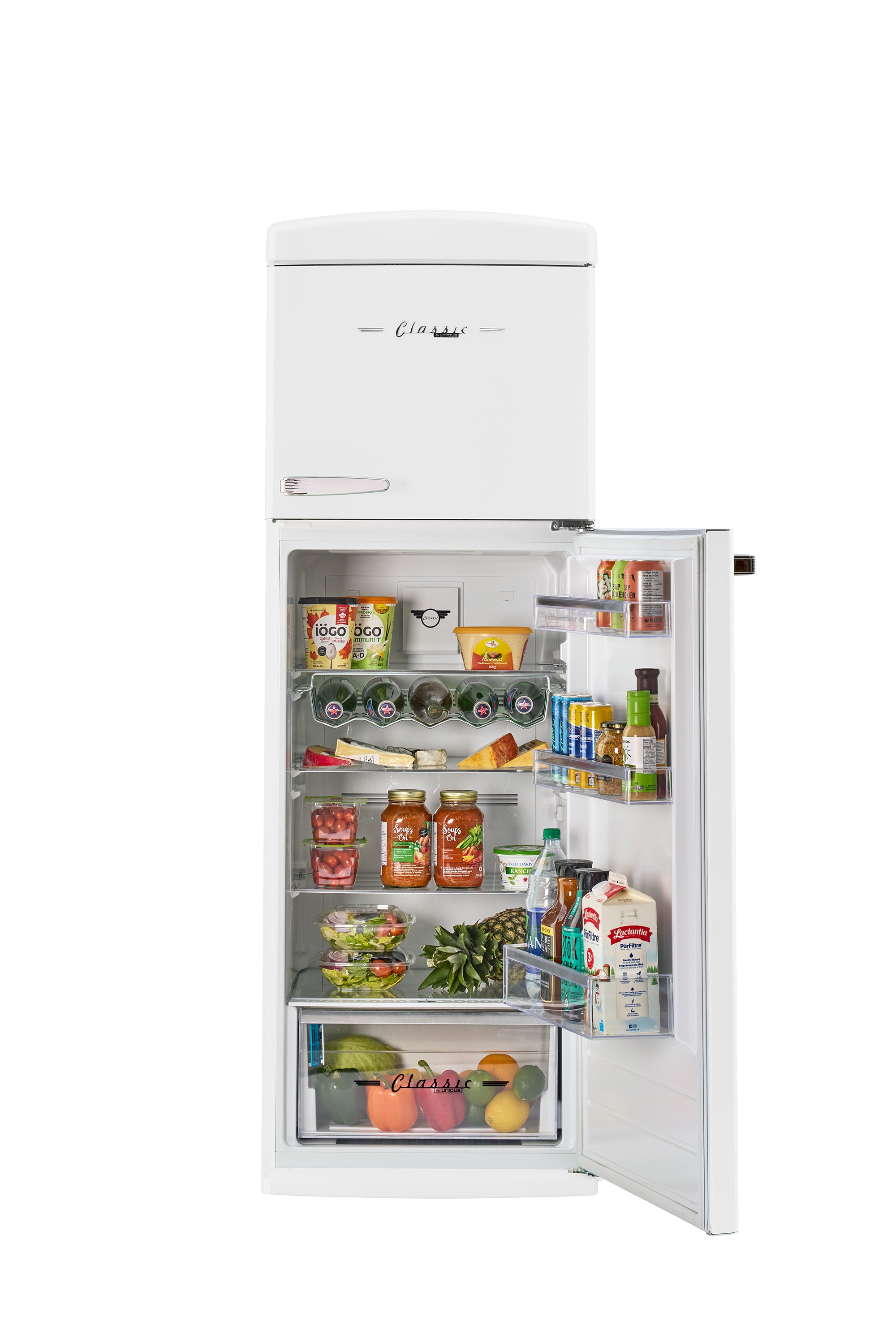 Unique 310L Marshmallow White Top Mount Refrigerator – Unique