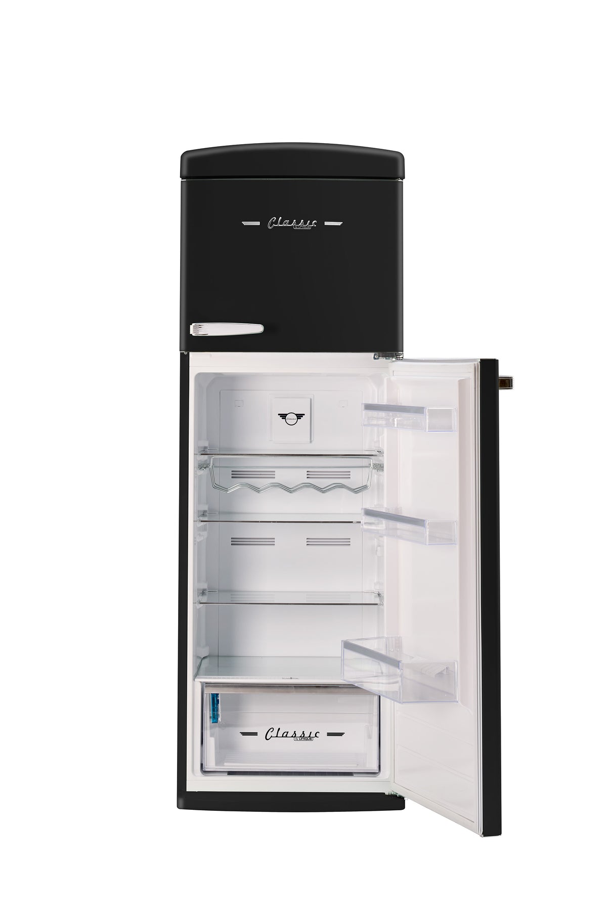 Unique 310L Matte Black Top Mount Refrigerator