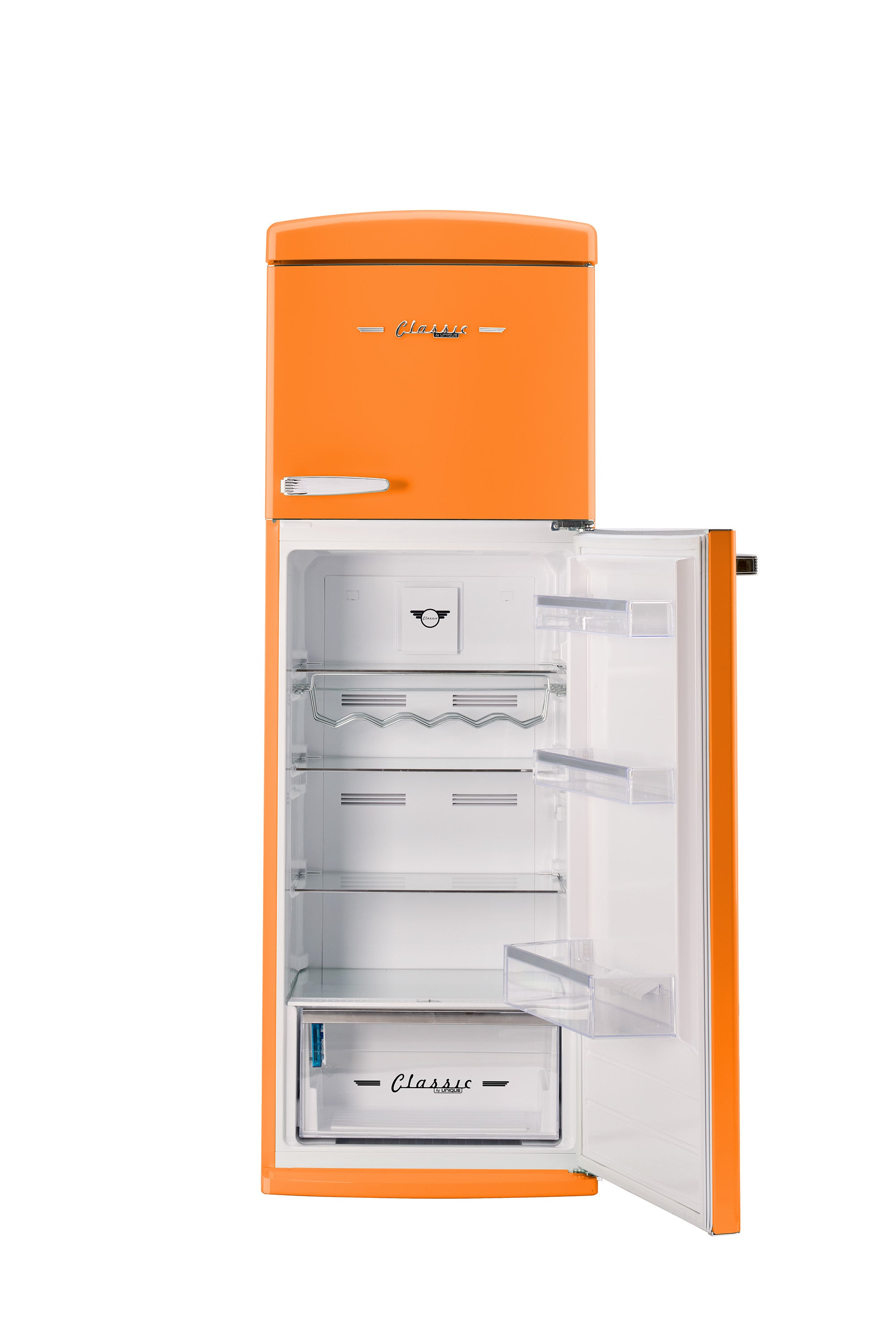 Unique 310L Creamsicle Orange Top Mount Refrigerator – Unique