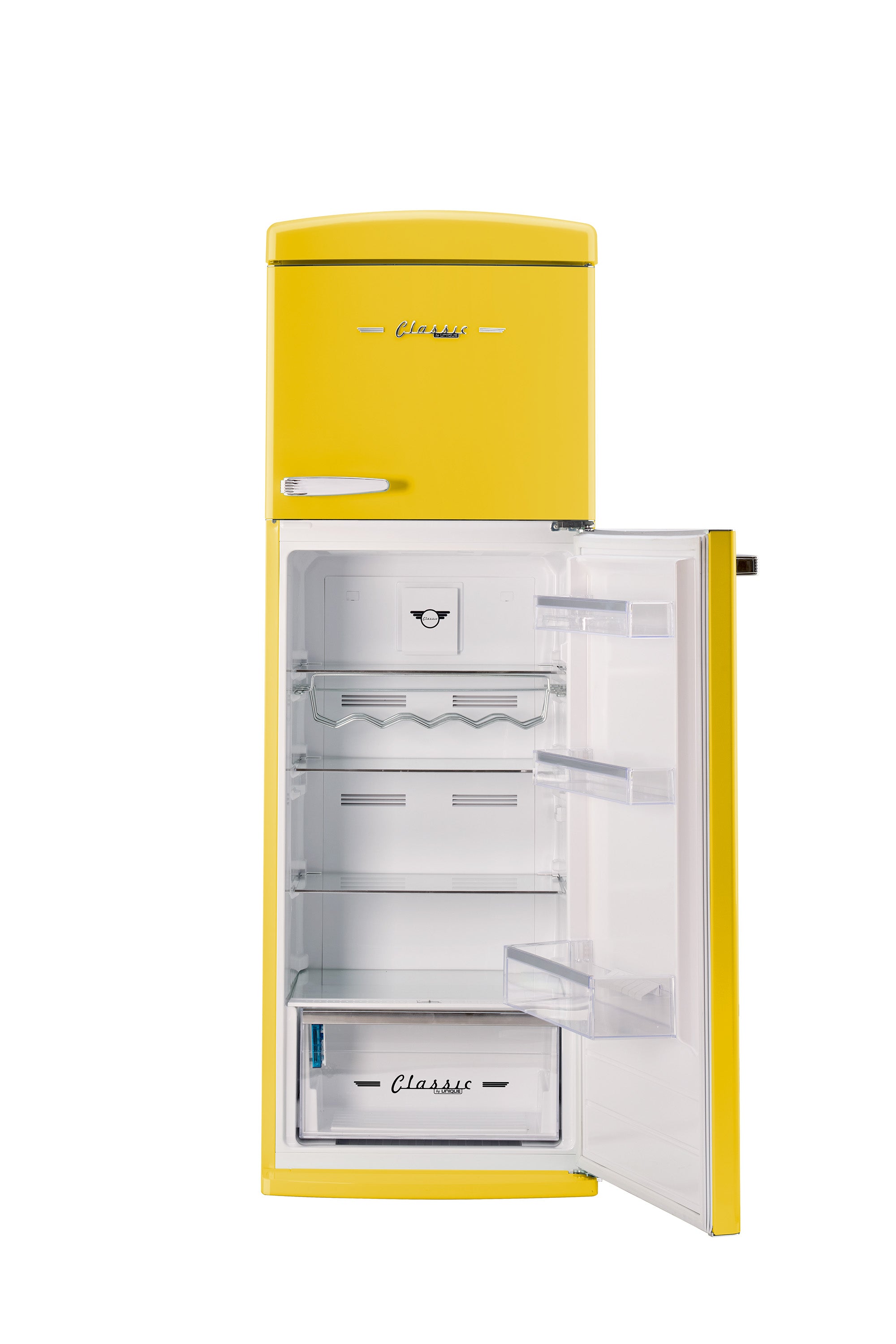 Unique 310L Canary Yellow Top Mount Refrigerator – Unique Appliances