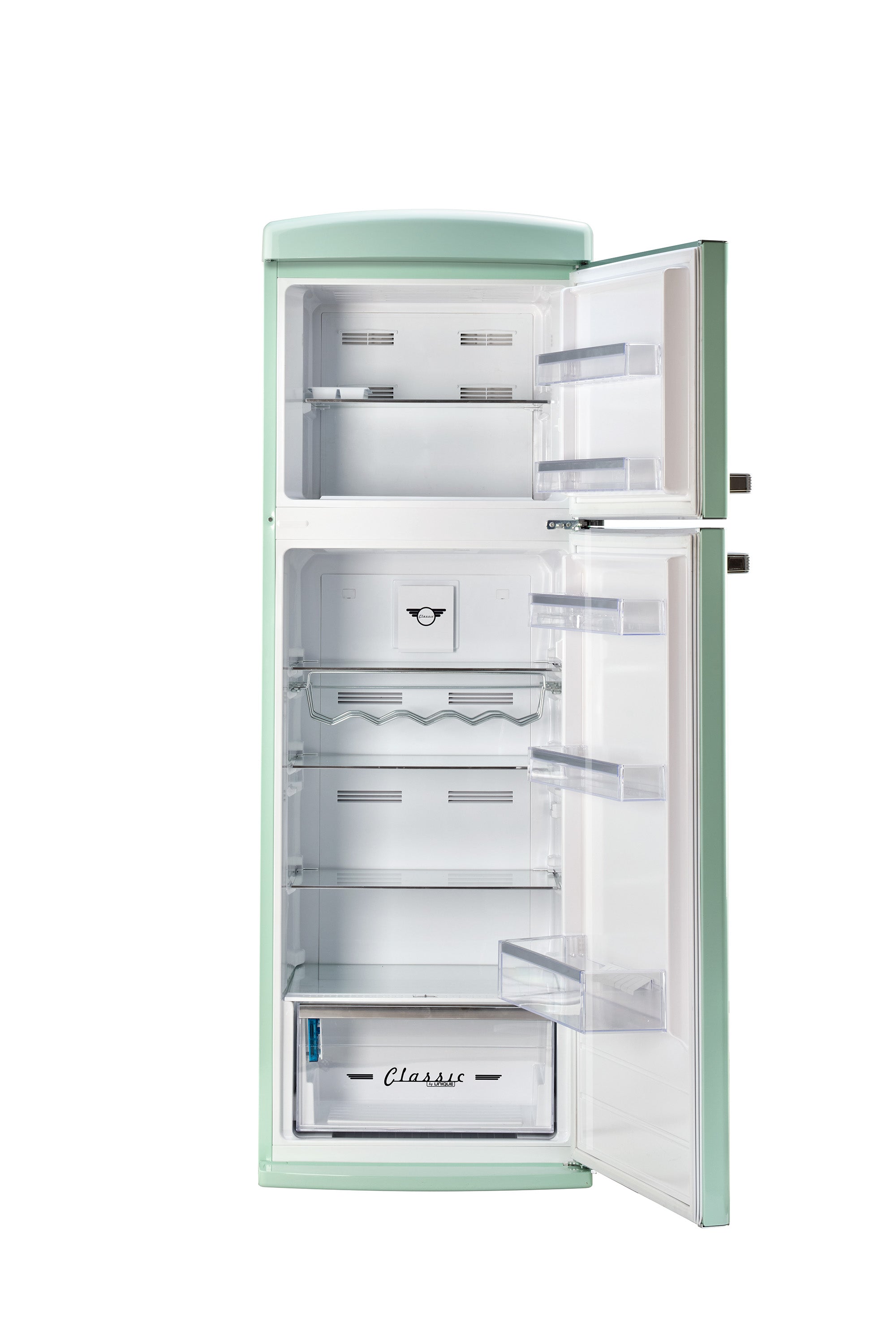 Unique 310L Summer Mint Green Top Mount Refrigerator – Unique