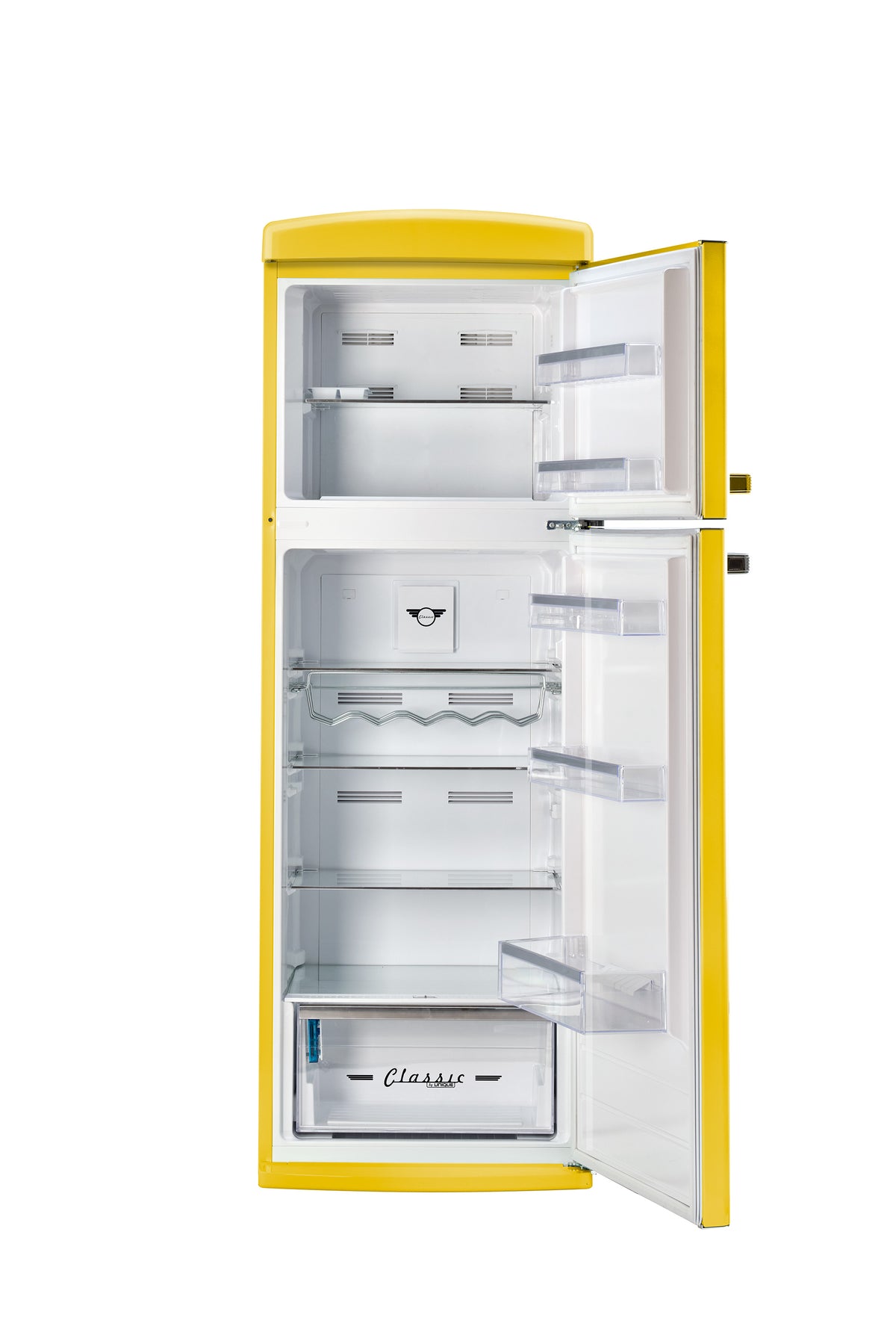 Unique 310L Canary Yellow Top Mount Refrigerator