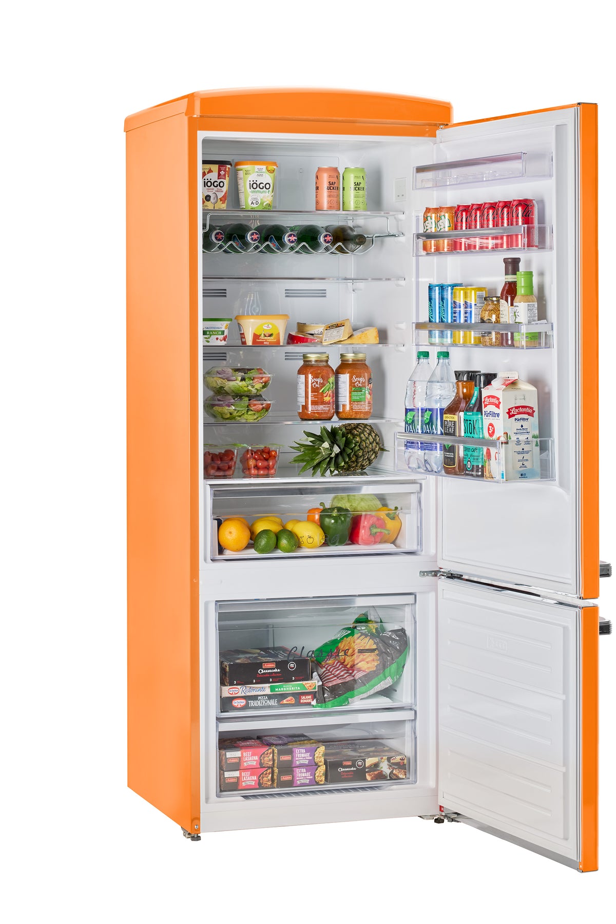 Unique 455L Creamsicle Orange Bottom Mount Refrigerator